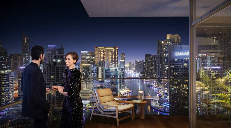 Marina Shores is an elegant 53-story skyscraper in the heart of Dubai Marina, offering one to five-bedroom apartments and a five-bedroom penthouse with direct access to the Promenade boulevard. All residences feature panoramic views of the sea, Palm Marina Shores