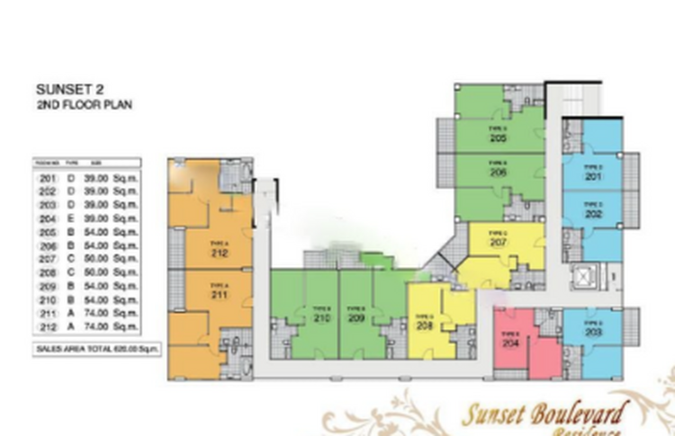 Sunset Boulevard Residence 2 — современный 8-этажный кондоминиум, расположенный в районе Pratumnak Hill, Паттайя, провинция Чон Бури. Построен в 2013 году девелопером Matrix Developments. Комплекс включает 1 здание на 87 квартир (1 спальня, 1 ванная Sunset Boulevard Residence 2