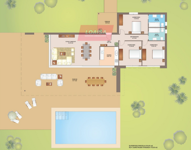 VILLA AISLADA MODELO ARIEL – VERA, ALMERÍA.
REF. 1140 – Villa de una planta para construir (parcela no incluida).
Presentamos un proyecto de hermosa villa unifamiliar de una planta con 170,5 m², que puede construirse en una parcela a su elección en DETACHED VILLA MODEL ARIEL