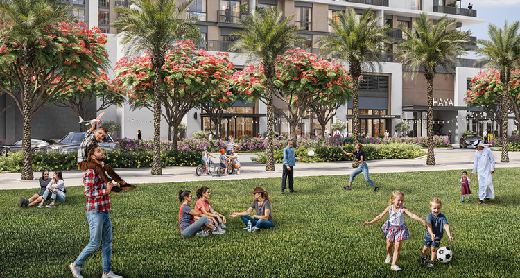 HAYA on the park de NSHAMA ofrece apartamentos de 1 a 3 habitaciones y dúplex de 3 habitaciones en un edificio de 14 pisos. Las residencias cuentan con cocinas totalmente equipadas y balcones con vistas al parque central de Town Square Dubai. La infr HAYA on the Park