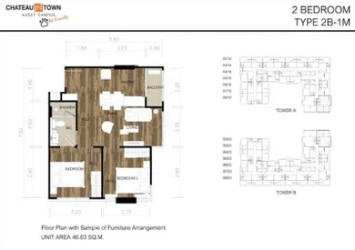 Chateau In Town Kasetsart Campus es un nuevo proyecto de condominio cuya finalización está prevista para 2026. El desarrollo consta de 2 edificios de 8 plantas, con un total de 314 unidades que van desde 24,5 hasta 46,63 m².
Lo más destacado del pro Chateau In Town Kasetsart Campus