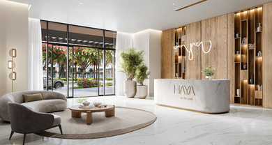 HAYA on the park de NSHAMA ofrece apartamentos de 1 a 3 habitaciones y dúplex de 3 habitaciones en un edificio de 14 pisos. Las residencias cuentan con cocinas totalmente equipadas y balcones con vistas al parque central de Town Square Dubai. La infr HAYA on the Park