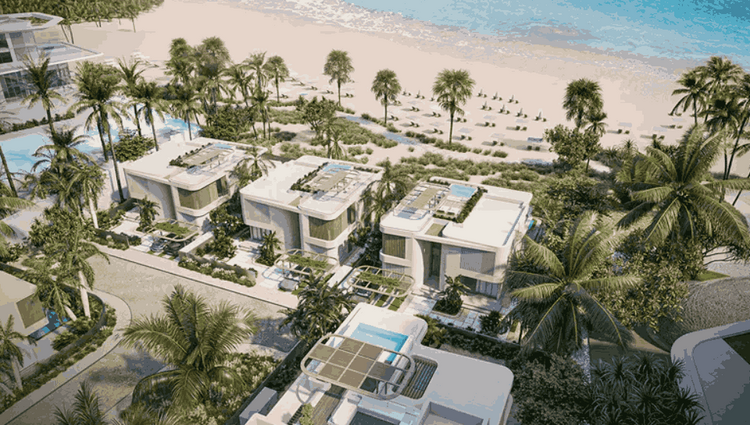 NB Collection is an exclusive waterfront development by RAK Properties located on Hayat Island in Ras Al Khaimah. This complex features only 11 three-storey 4-bedroom villas with a total area of 421-466 square meters. The size of the land plots range NB Collection